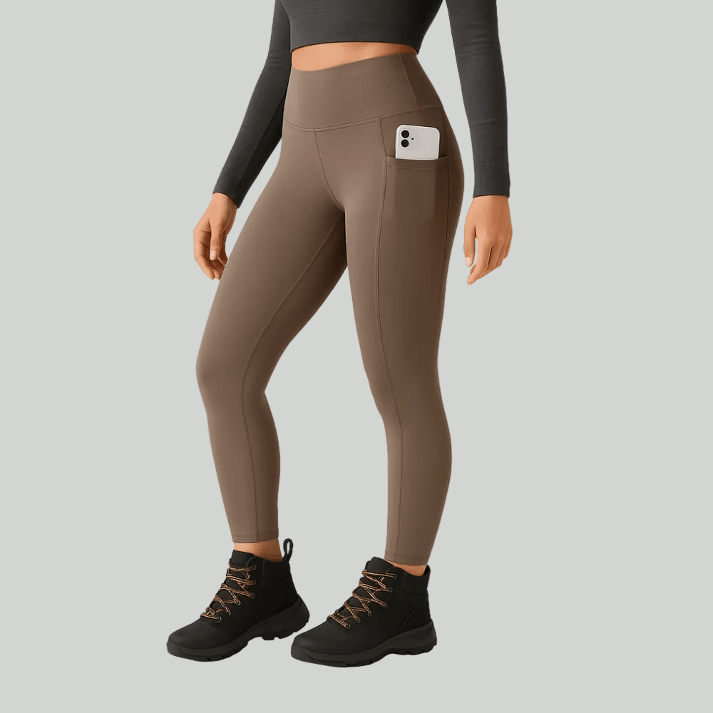 Dames Stretch Hiking Legging – Hoge Taille voor Outdoor Beweging - De Mode OutletKHAKI-CI07I97