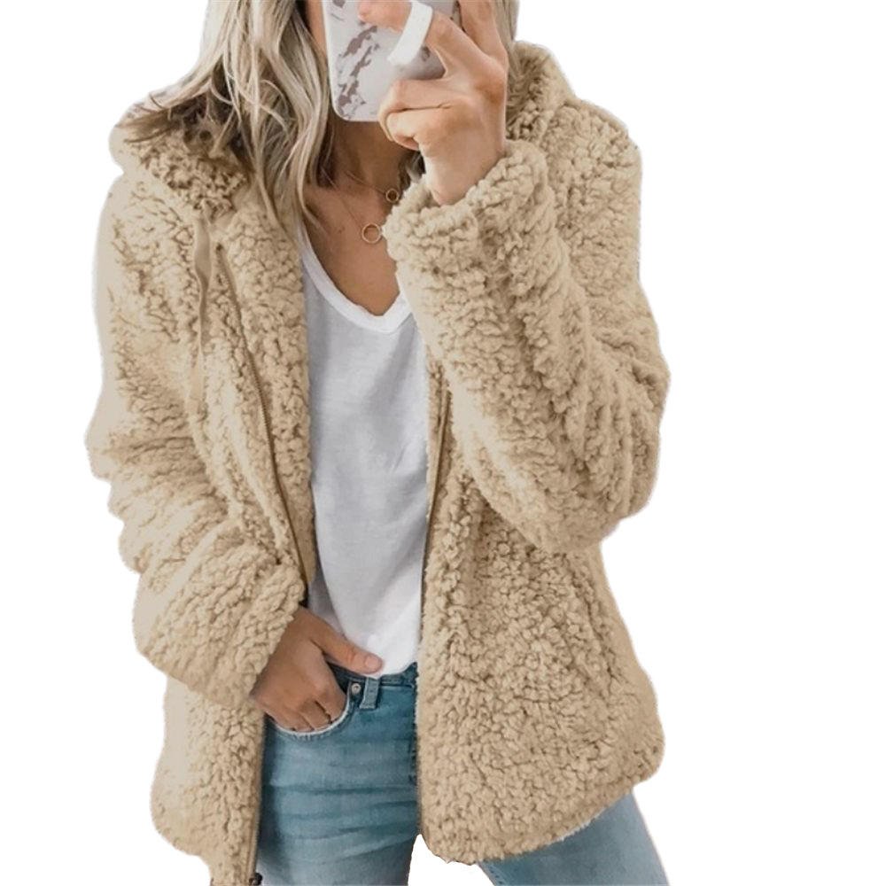 Dames Teddy Jack met Capuchon – Zacht, warm en casual stijlvol - De Mode Outlet7662968963158-Khaki/S