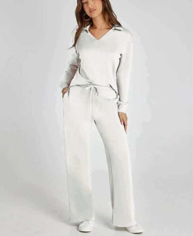 Dames Vrijetijdsset met Zipper Pullover en Wijde Broek | Comfortabel en Modern - De Mode OutletSKU_1758725128828_825