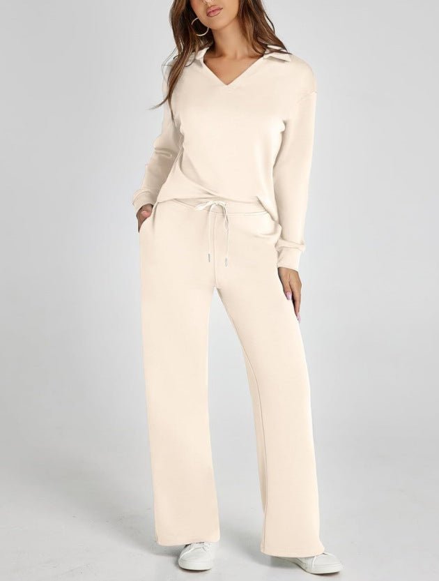 Dames Vrijetijdsset met Zipper Pullover en Wijde Broek | Comfortabel en Modern - De Mode OutletSKU_1758725128828_556