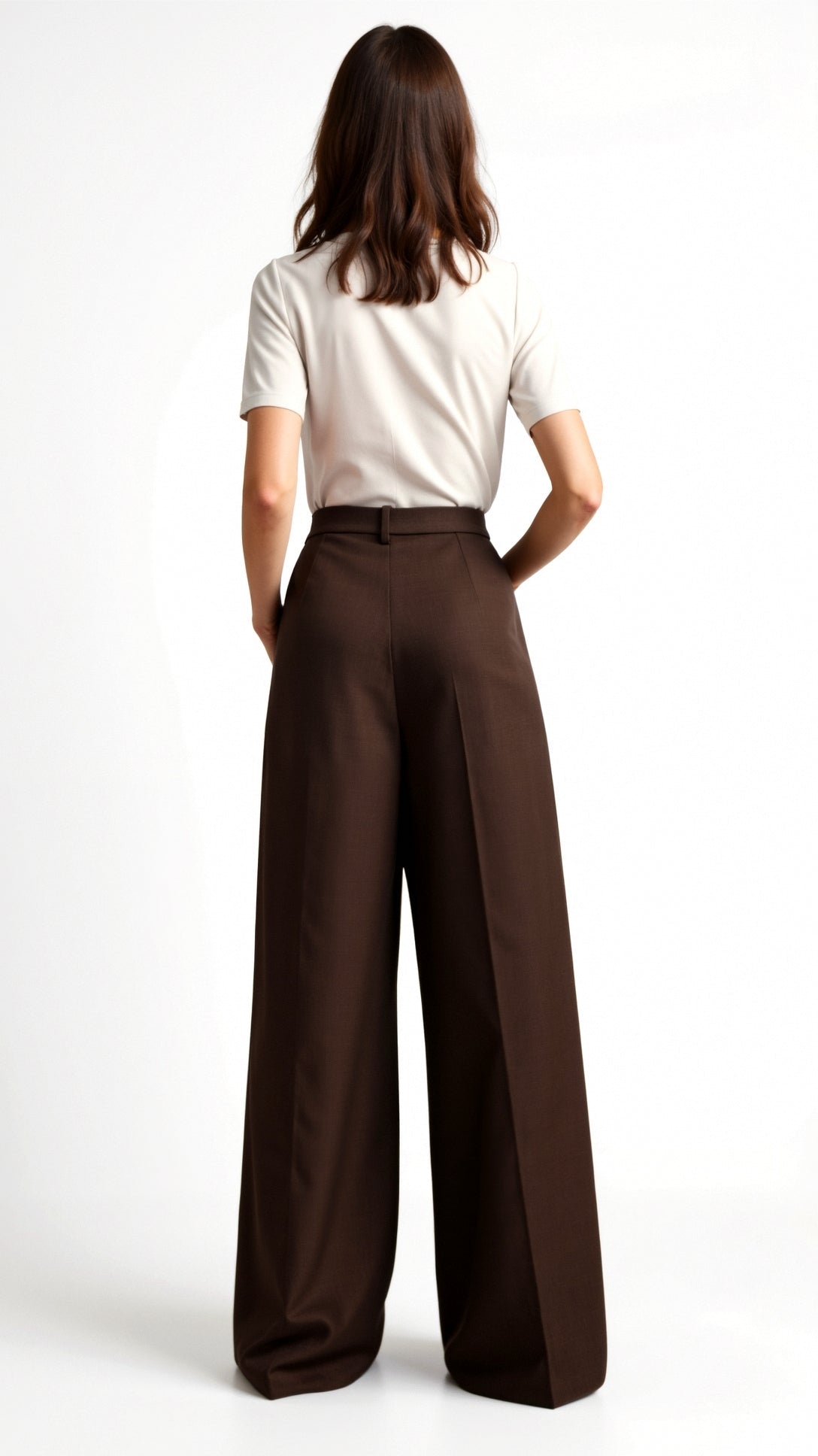 Dames wide - leg pantalon | Hoge taille met plooien en zijzakken - De Mode Outlet