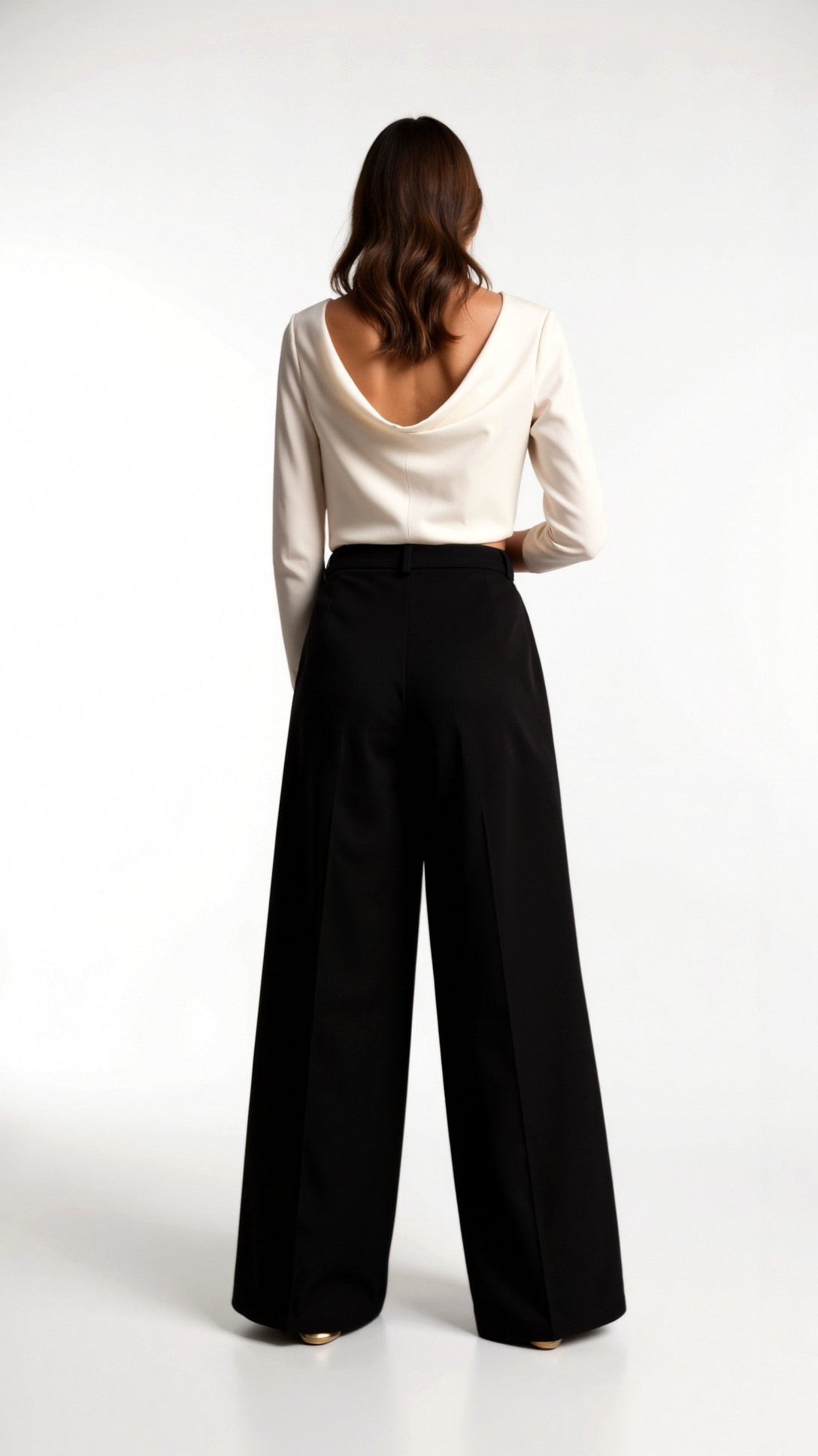 Dames wide - leg pantalon | Hoge taille met plooien en zijzakken - De Mode Outlet