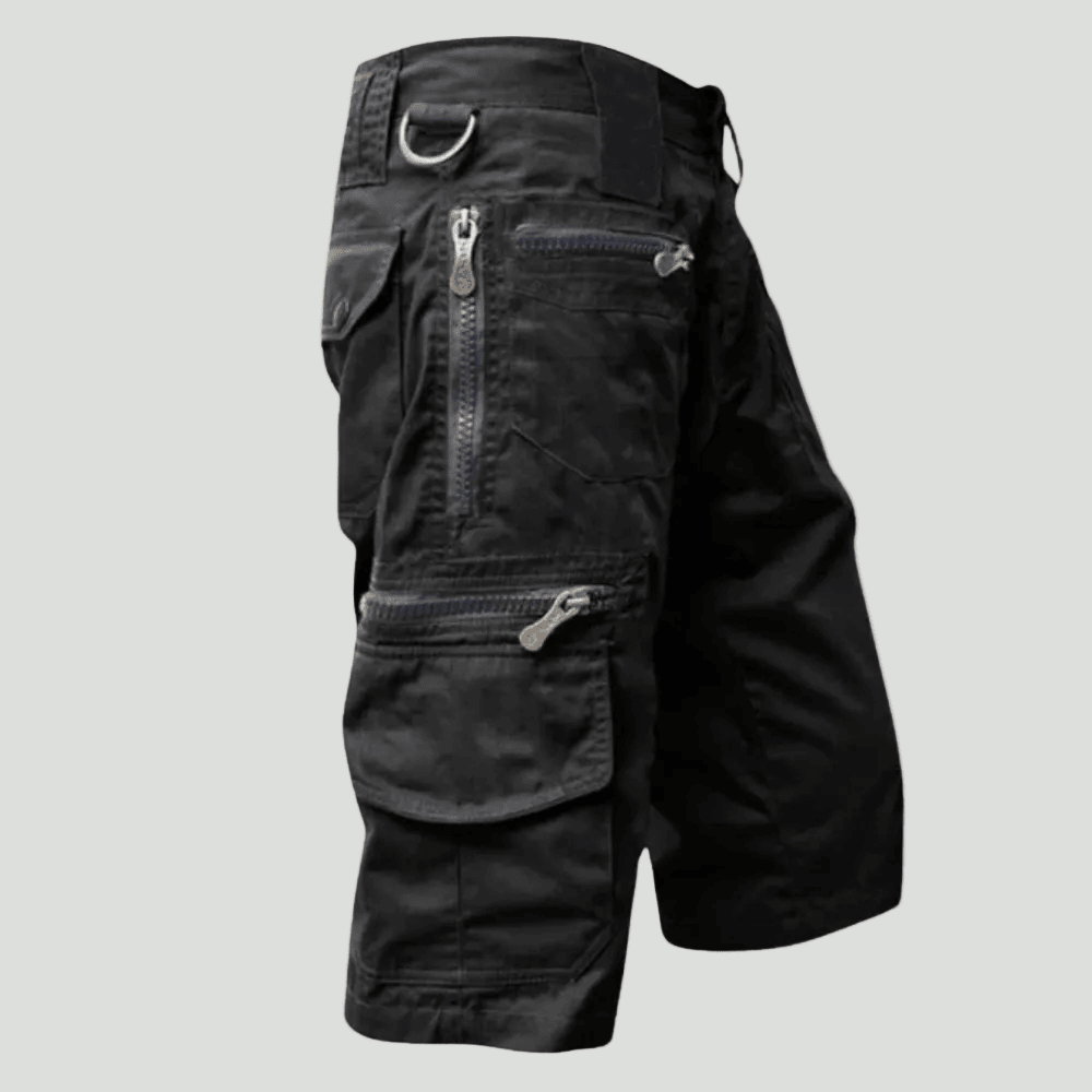 Heren Ademend Katoenen Cargo Shorts – Outdoor Short met Meerdere Zakken - De Mode OutletBLACK-SJ75C09
