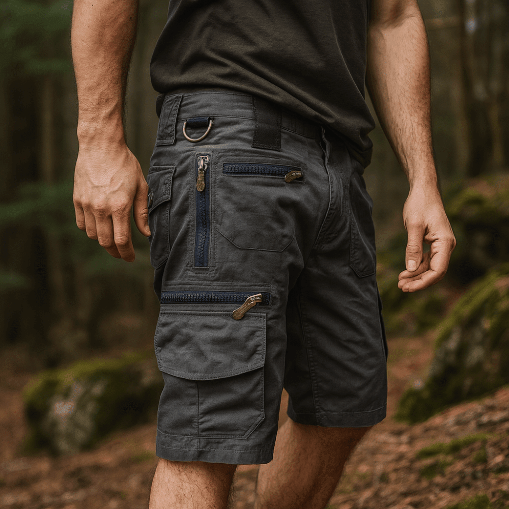 Heren Ademend Katoenen Cargo Shorts – Outdoor Short met Meerdere Zakken - De Mode OutletGREY-VM11E10