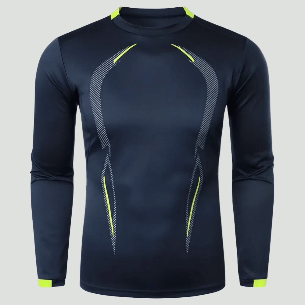 Heren Ademend Outdoor T-Shirt met Lange Mouwen – Lichtgewicht Trail Layer - De Mode OutletNAVY BLUE-YR44K36