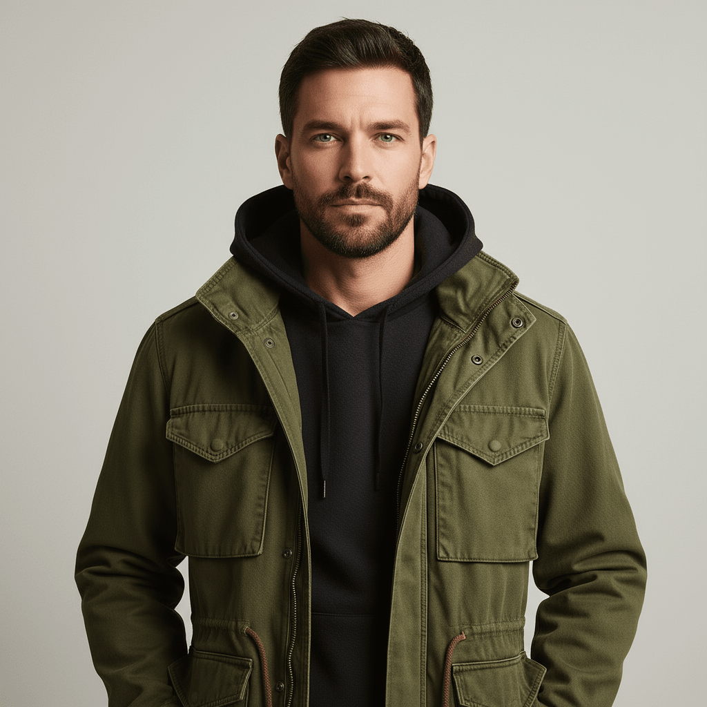 Heren Field Jas met Structuur – Klassieke Militaire Stijl - De Mode Outlet8239513610