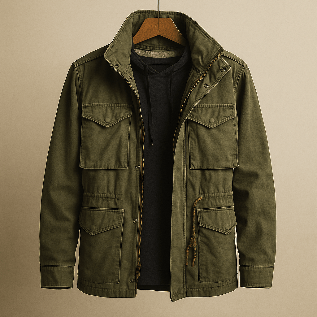 Heren Field Jas met Structuur – Klassieke Militaire Stijl - De Mode Outlet8239513610