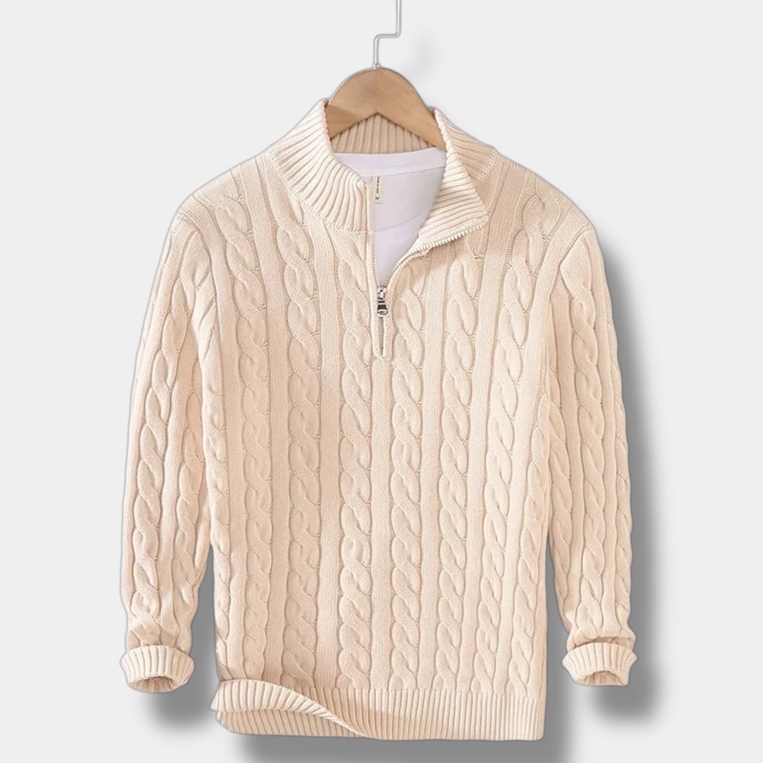 Heren half - zip trui | Tijdloze stijl met jacquard structuur - De Mode Outlet
