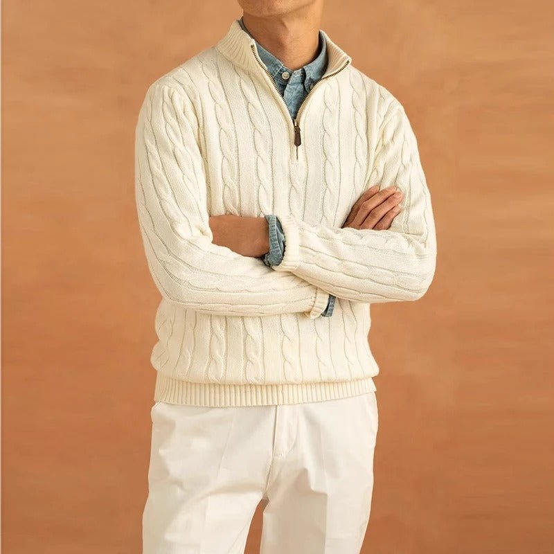 Heren half - zip trui | Tijdloze stijl met jacquard structuur - De Mode OutletSKU_1757574653796_373