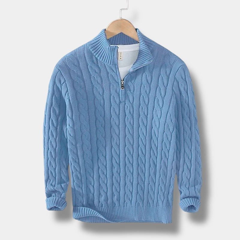 Heren half - zip trui | Tijdloze stijl met jacquard structuur - De Mode Outlet