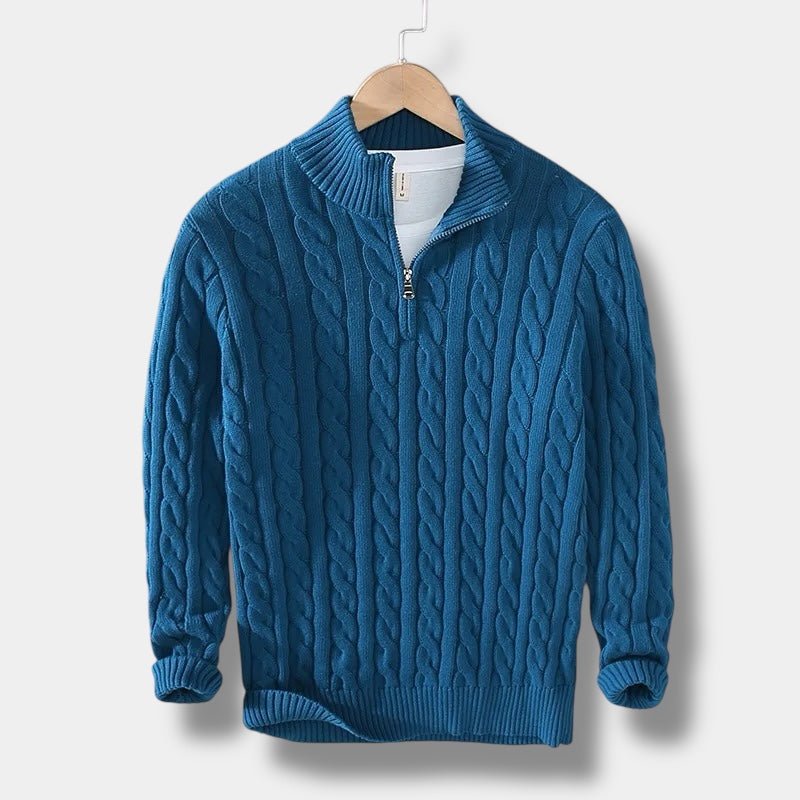 Heren half - zip trui | Tijdloze stijl met jacquard structuur - De Mode Outlet