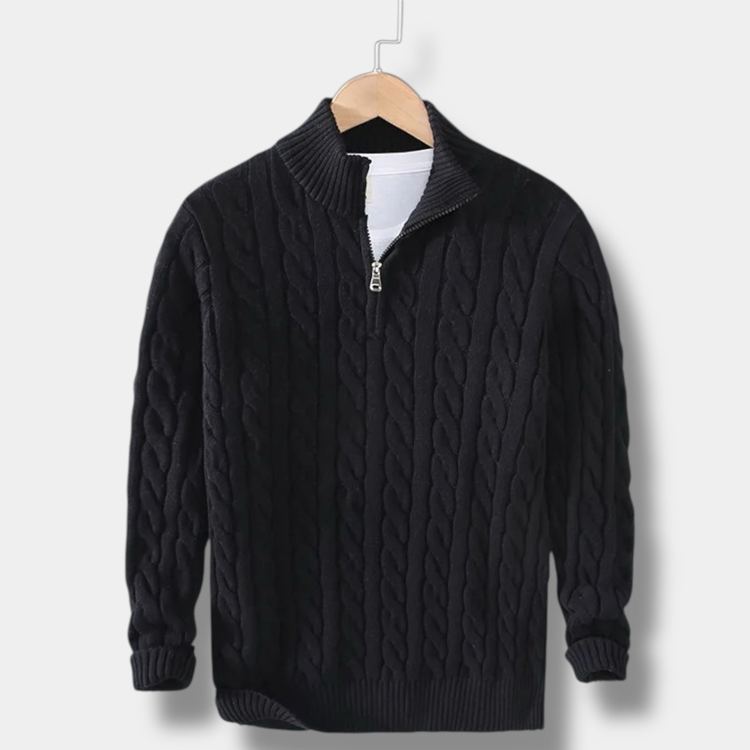 Heren half - zip trui | Tijdloze stijl met jacquard structuur - De Mode Outlet