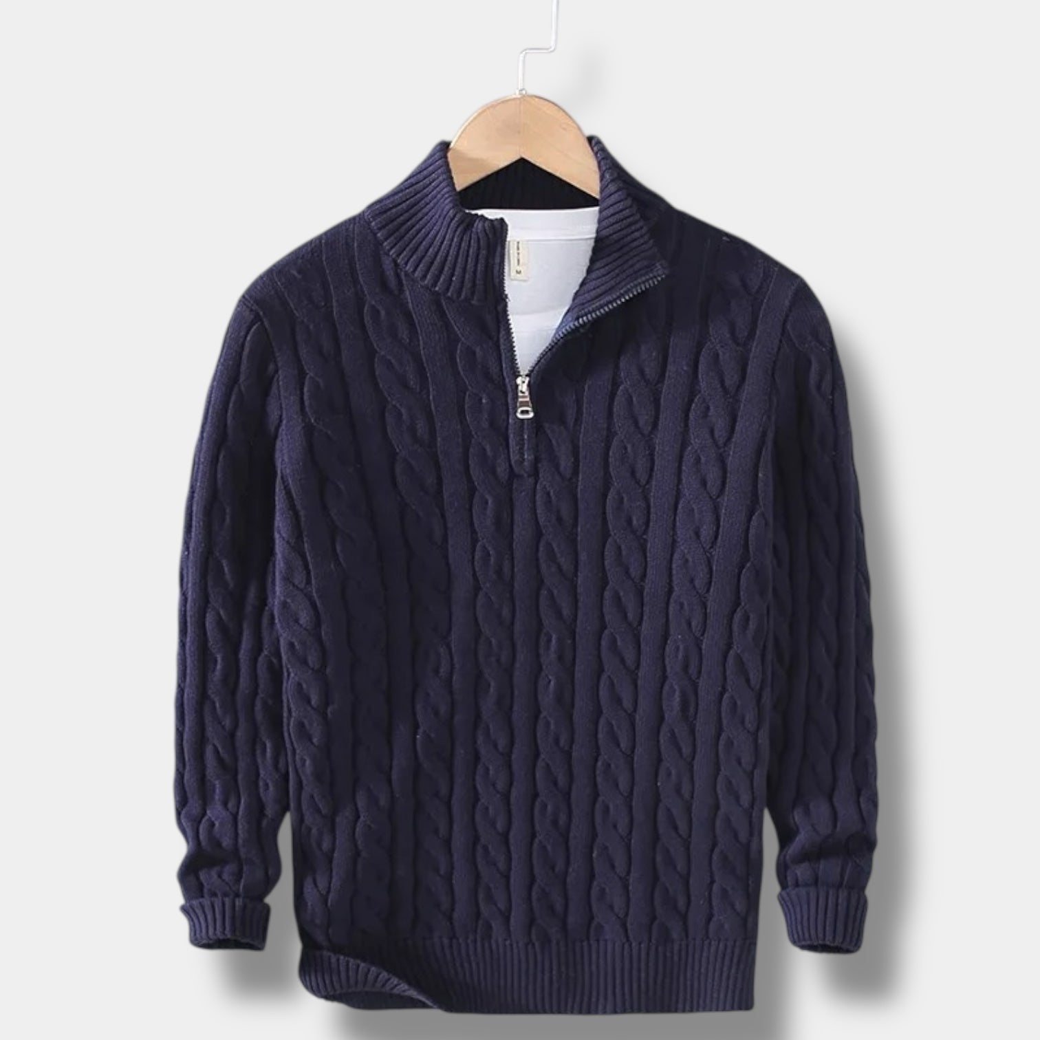 Heren half - zip trui | Tijdloze stijl met jacquard structuur - De Mode Outlet