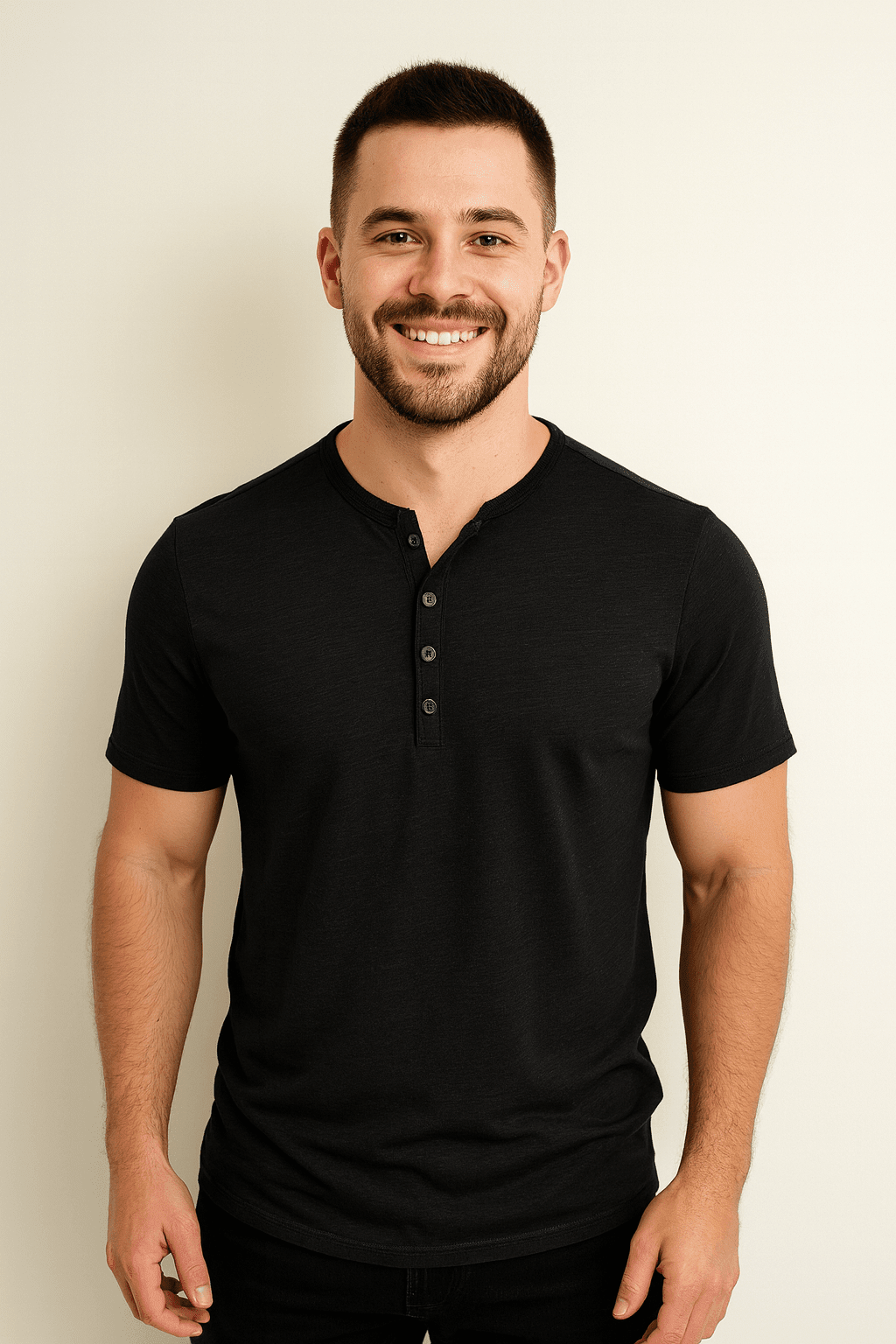 Heren Henley - shirt – Zacht met klassieke knoopsluiting - De Mode Outlet