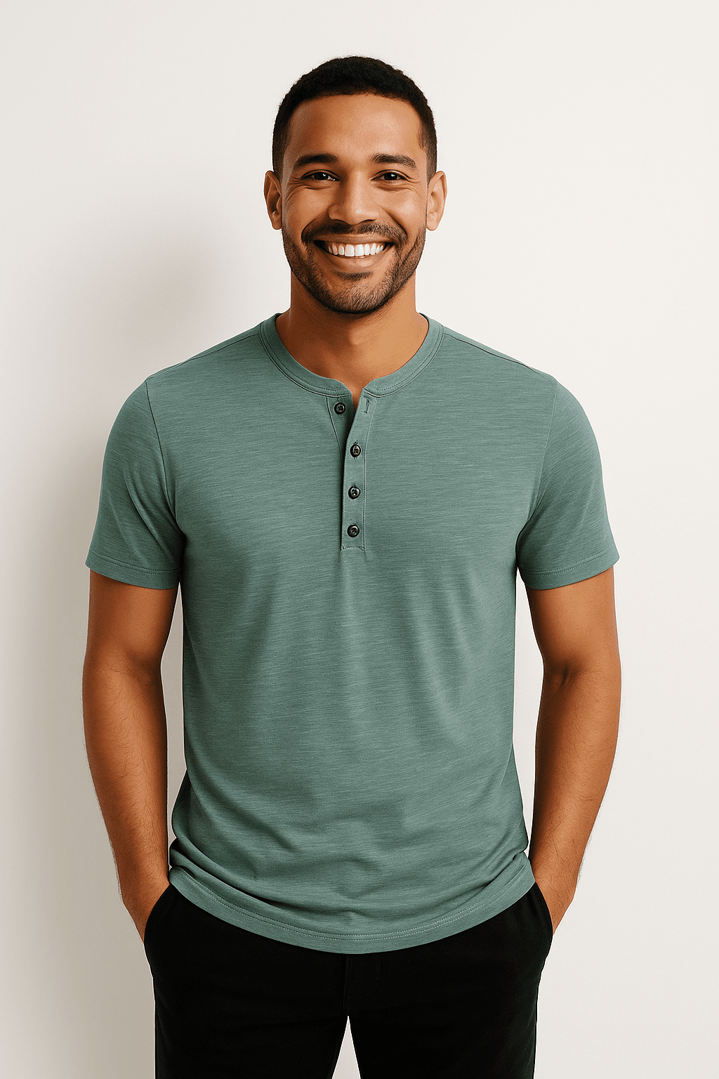 Heren Henley - shirt – Zacht met klassieke knoopsluiting - De Mode Outlet