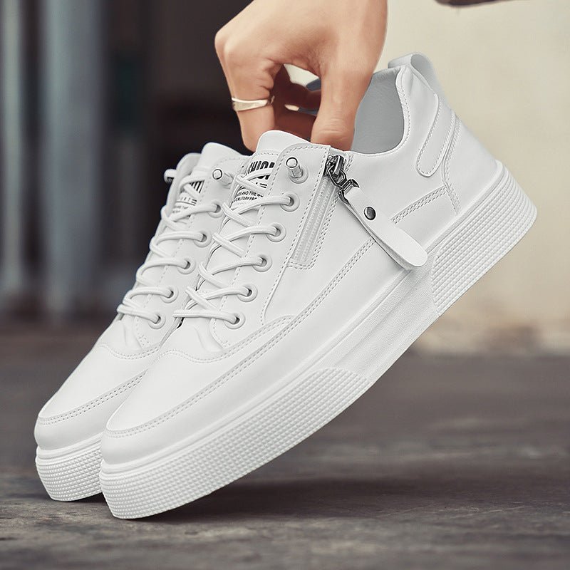 Heren Lage Sneakers | Vetersluiting met Praktische Zijrits - De Mode Outlet