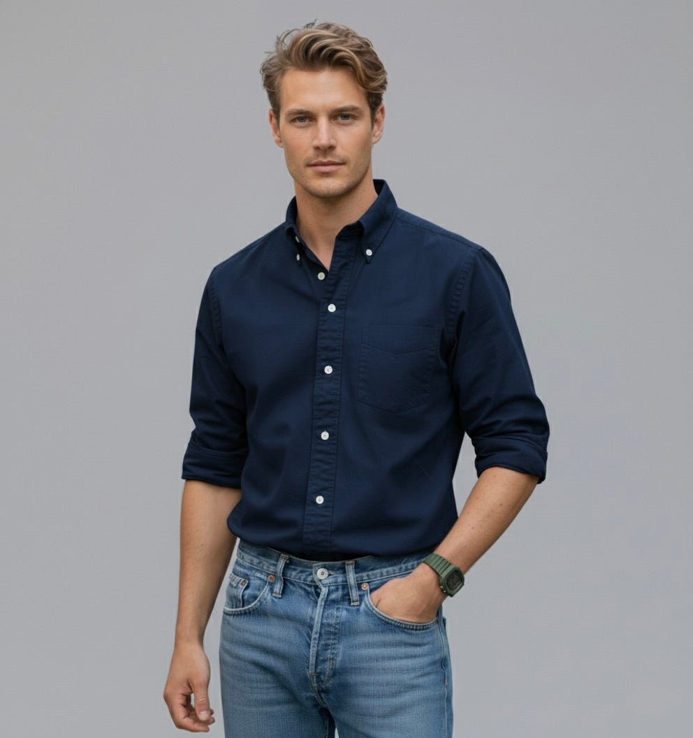 Heren Overhemd met Lange Mouwen en Tijdloze Stijl - De Mode Outlet