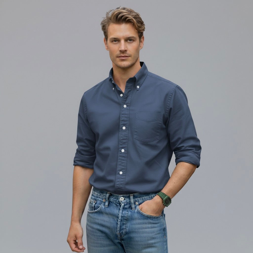 Heren Overhemd met Lange Mouwen en Tijdloze Stijl - De Mode Outlet