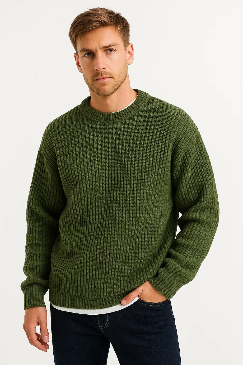 Heren Oversized Trui | Losse Pasvorm met Ribstructuur - De Mode OutletSEND S