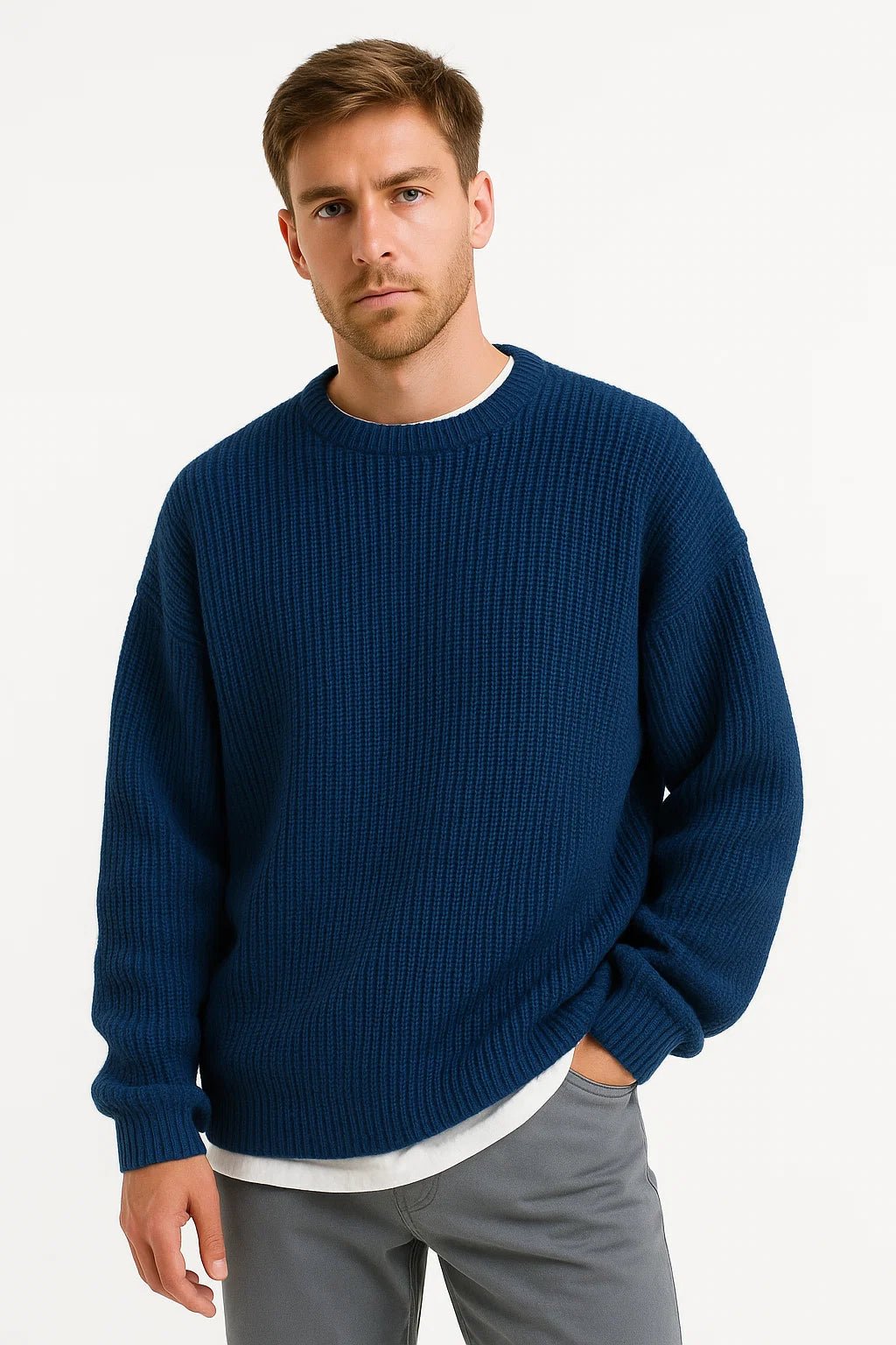 Heren Oversized Trui | Losse Pasvorm met Ribstructuur - De Mode OutletSEND S