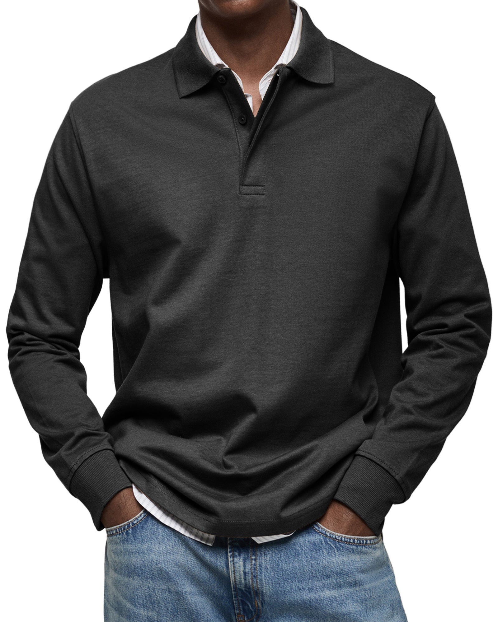 Heren poloshirt met lange mouwen – klassieke casual polo - De Mode Outlet