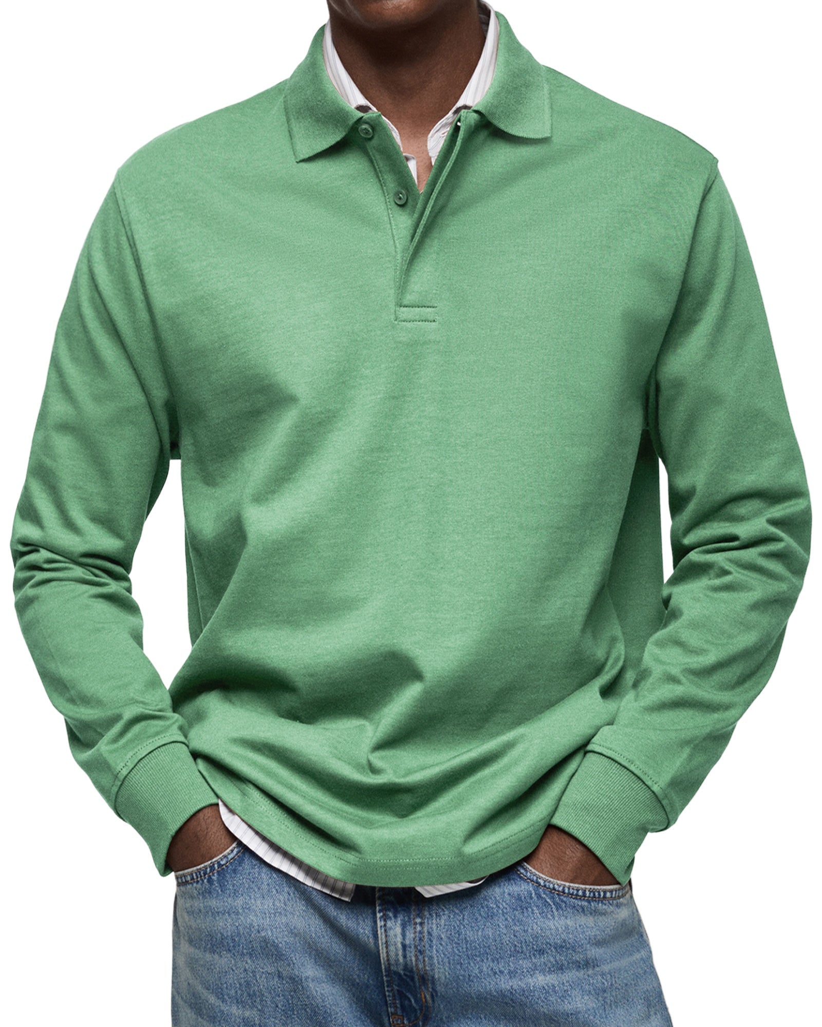 Heren poloshirt met lange mouwen – klassieke casual polo - De Mode Outlet