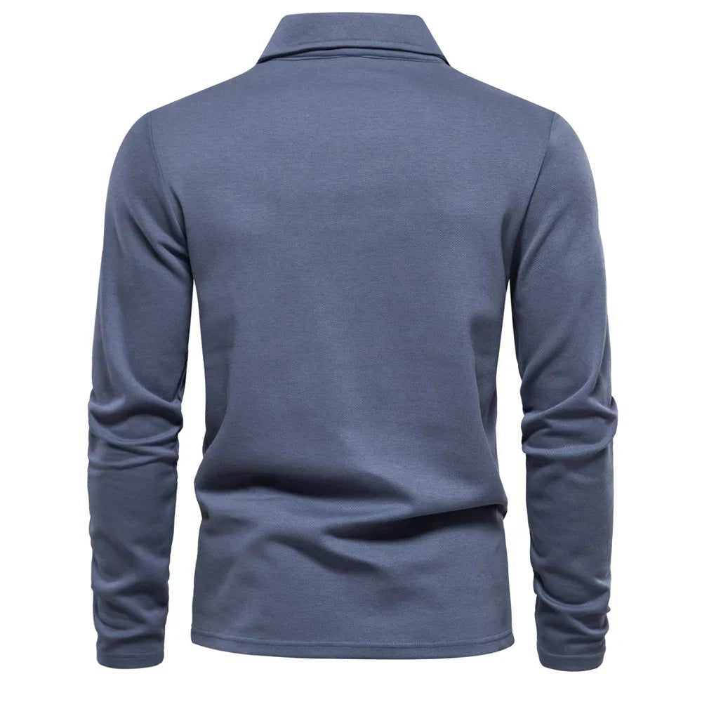 Heren Slim Fit Polo Shirt met Lange Mouwen en Klassieke Kraag - De Mode Outlet