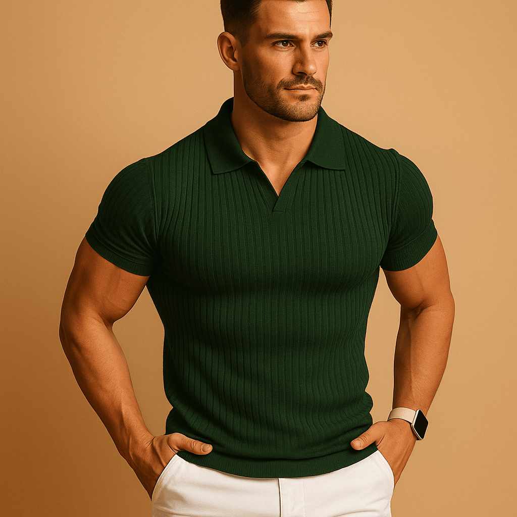 Heren Slim Fit Poloshirt met Structuur – Moderne Smart - Casual Stijl - De Mode Outlet