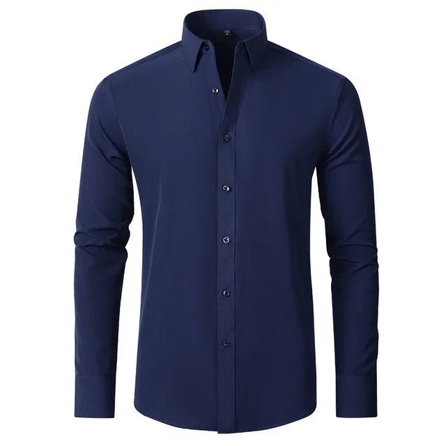 Heren Stretch Overhemd met Lange Mouwen en Klassieke Kraag - De Mode Outlet
