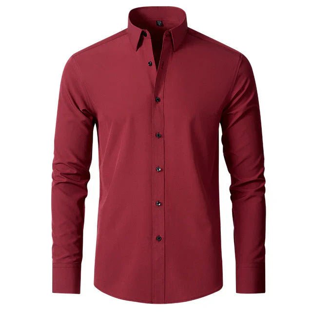 Heren Stretch Overhemd met Lange Mouwen en Klassieke Kraag - De Mode Outlet