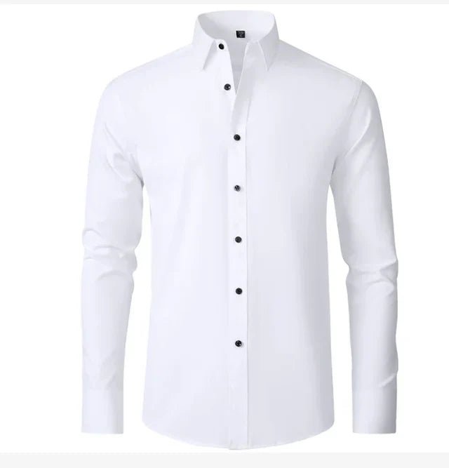 Heren Stretch Overhemd met Lange Mouwen en Klassieke Kraag - De Mode Outlet