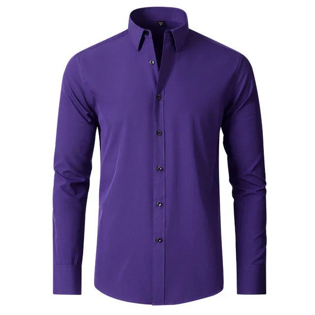 Heren Stretch Overhemd met Lange Mouwen en Klassieke Kraag - De Mode Outlet
