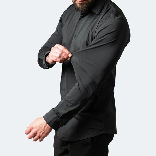Heren Stretch Overhemd met Lange Mouwen en Klassieke Kraag - De Mode Outlet