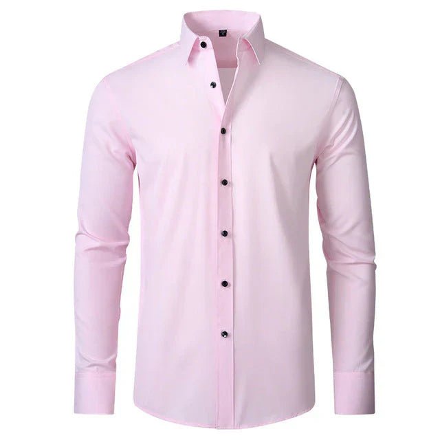 Heren Stretch Overhemd met Lange Mouwen en Klassieke Kraag - De Mode Outlet
