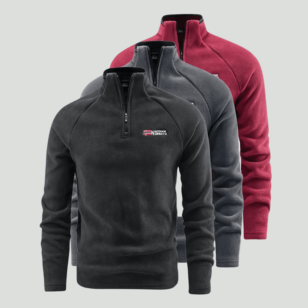 Heren Thermisch Fleece Half - Zip Jack – Ademend Tussenlaag voor Koud Weer - De Mode OutletCRIMSON-FJ17X62