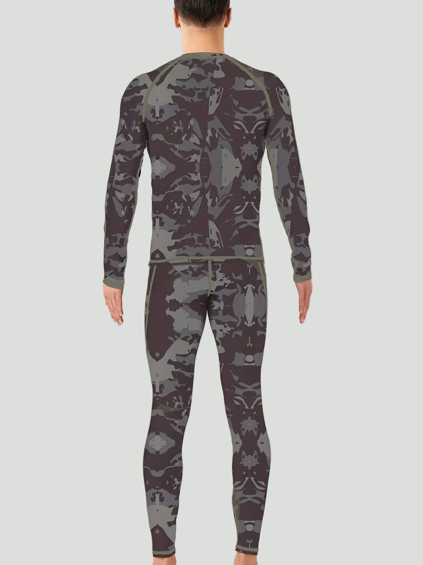 Heren Thermisch Shirt met Lange Mouwen en Broek Set – Camouflage Ontwerp voor Koud Weer - De Mode Outlet