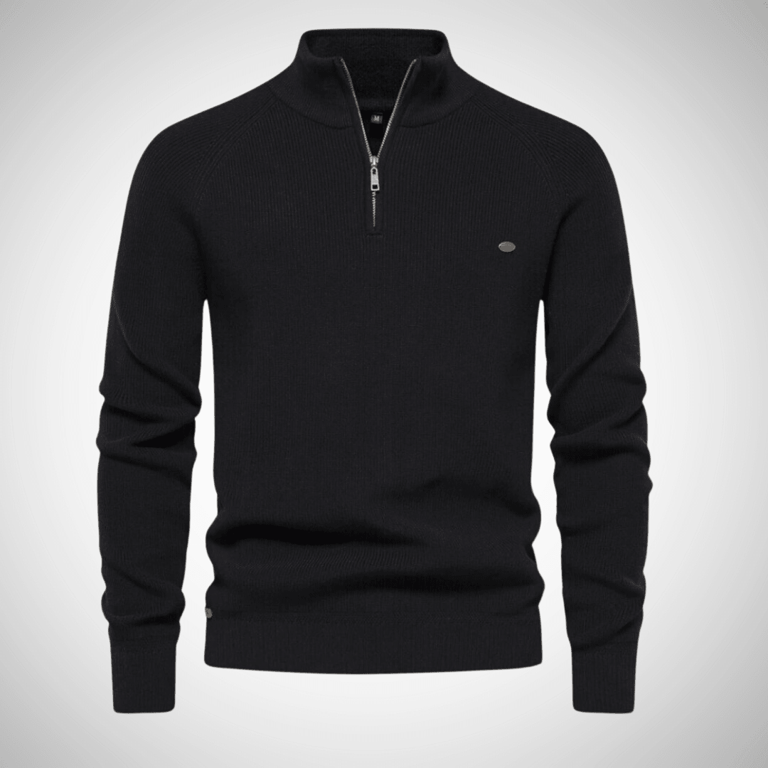 Heren Trui met Kwart Rits | Stijlvolle Pullover voor Elke Gelegenheid - De Mode Outlet14:193Black;5:100014064EUR S 60-70kg