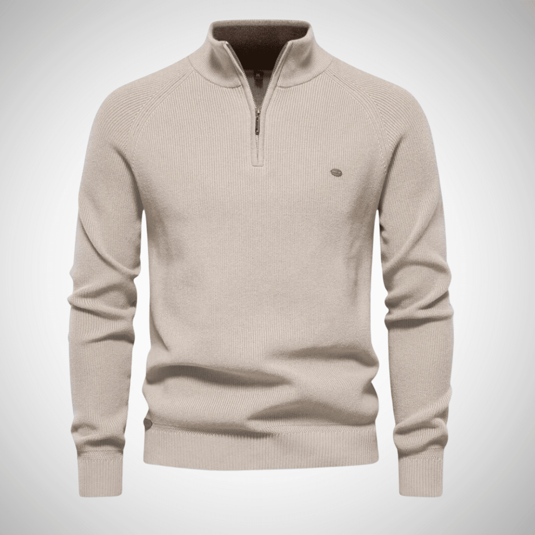 Heren Trui met Kwart Rits | Stijlvolle Pullover voor Elke Gelegenheid - De Mode Outlet14:771Khaki;5:100014064EUR S 60-70kg