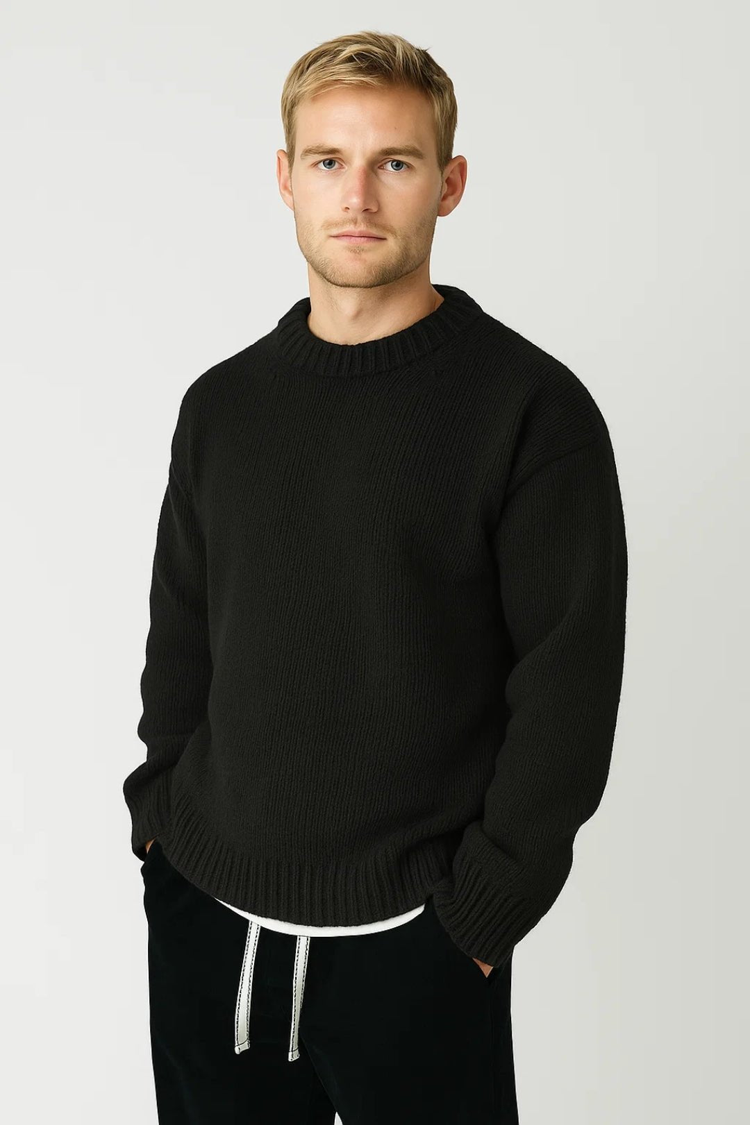 Heren Trui Ronde Hals | Relaxed Fit met Grove Structuur - De Mode Outlet