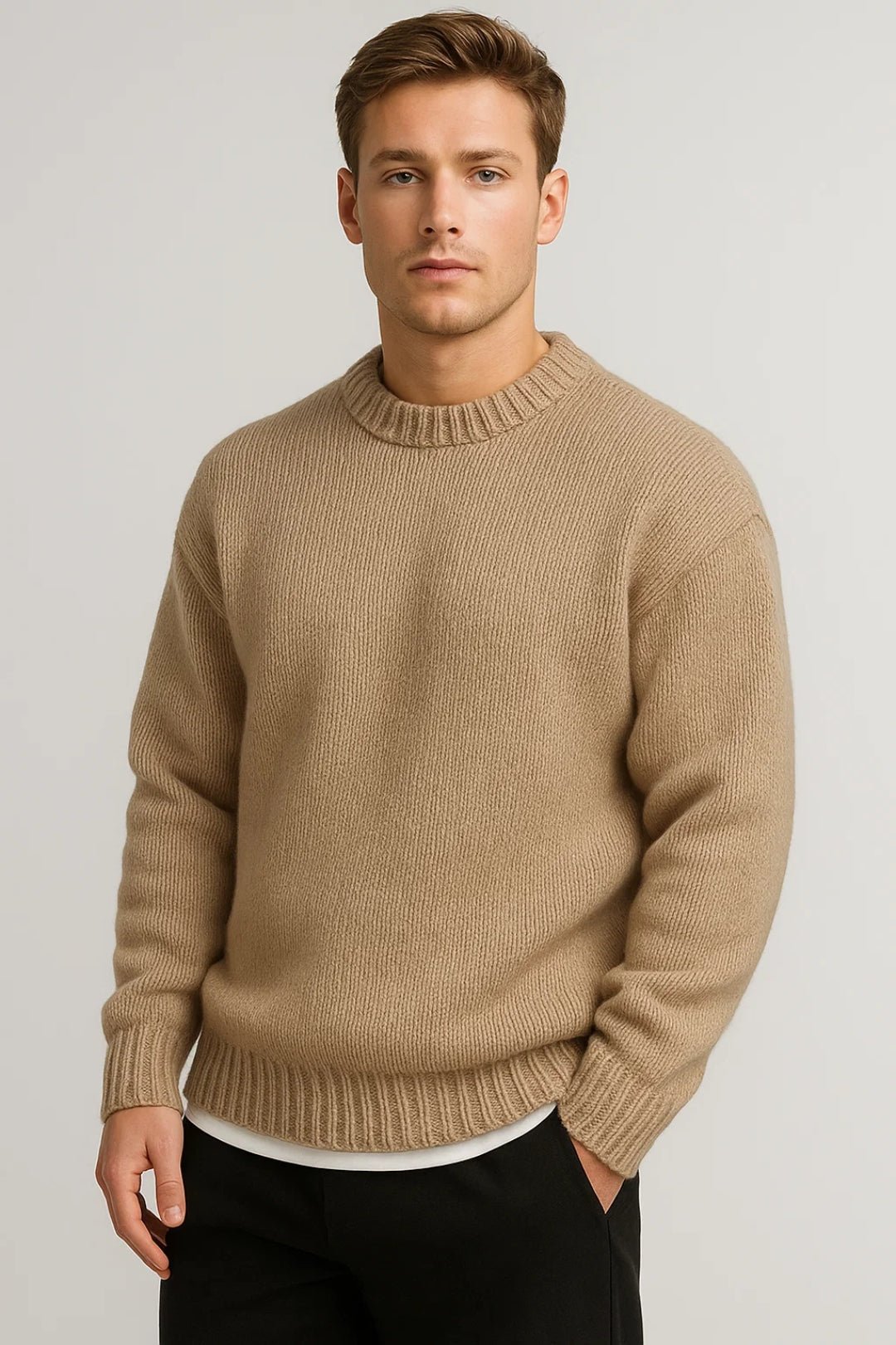 Heren Trui Ronde Hals | Relaxed Fit met Grove Structuur - De Mode Outlet