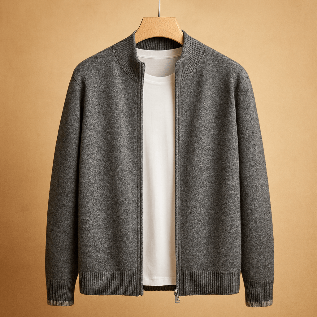 Heren vest met rits | Klassieke gebreide kraag en comfortabele pasvorm - De Mode Outlet