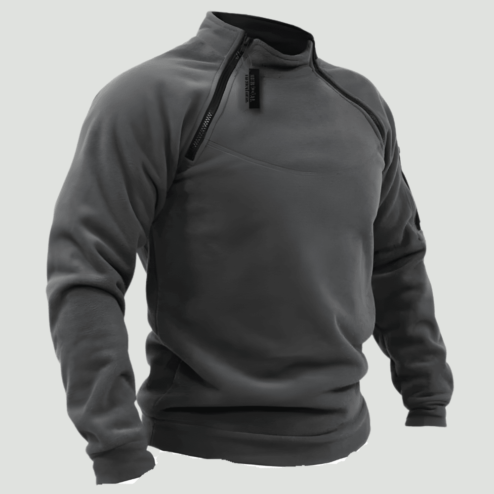 Heren Warme Fleece Pullover – Ademend Tussenlaag voor Outdoor Gebruik - De Mode OutletDARK GREY-KN18Y53
