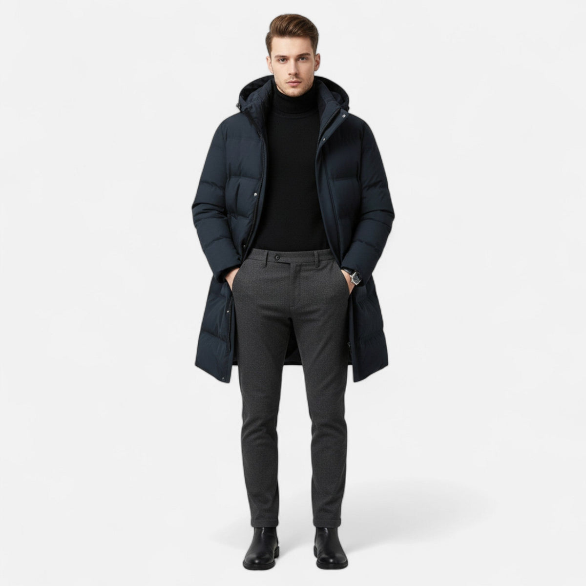 Heren Winter Parka | Lange Pasvorm met Beschermende Capuchon - De Mode Outlet