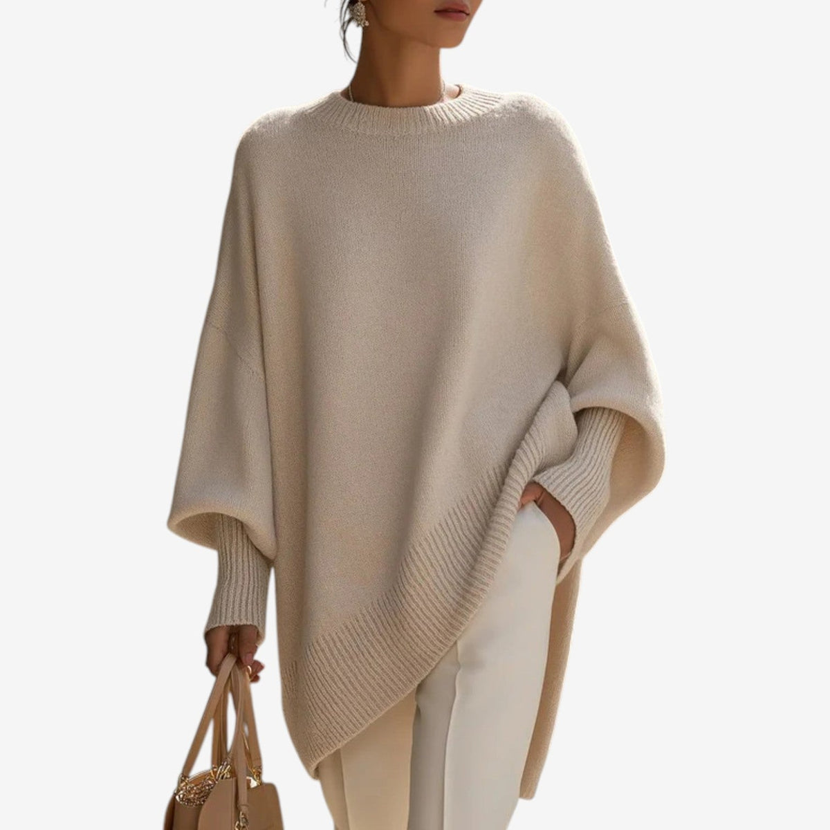 Oversized Trui Dames – Crème - beeld 1