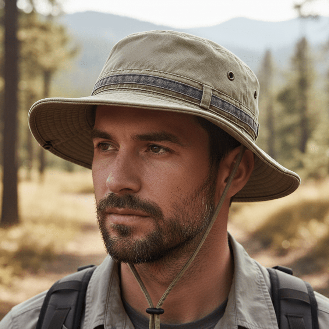 Katoenen Boonie Hoed – Opvouwbare Outdoor Zonnehoed met Kinband - De Mode Outlet