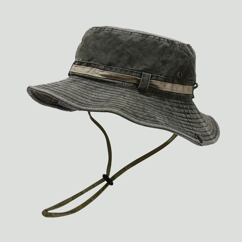 Katoenen Boonie Hoed – Opvouwbare Outdoor Zonnehoed met Kinband - De Mode Outlet