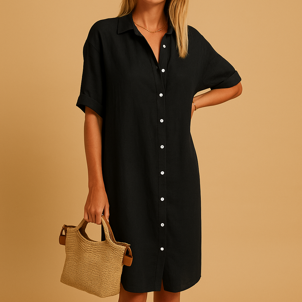 Dames Lange Overhemdjurk | Kaftan - Korte Mouwen voor Zomer, Werk en Casual Gelegenheden