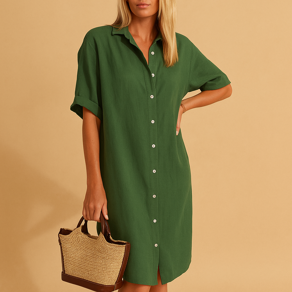 Dames Lange Overhemdjurk | Kaftan - Korte Mouwen voor Zomer, Werk en Casual Gelegenheden