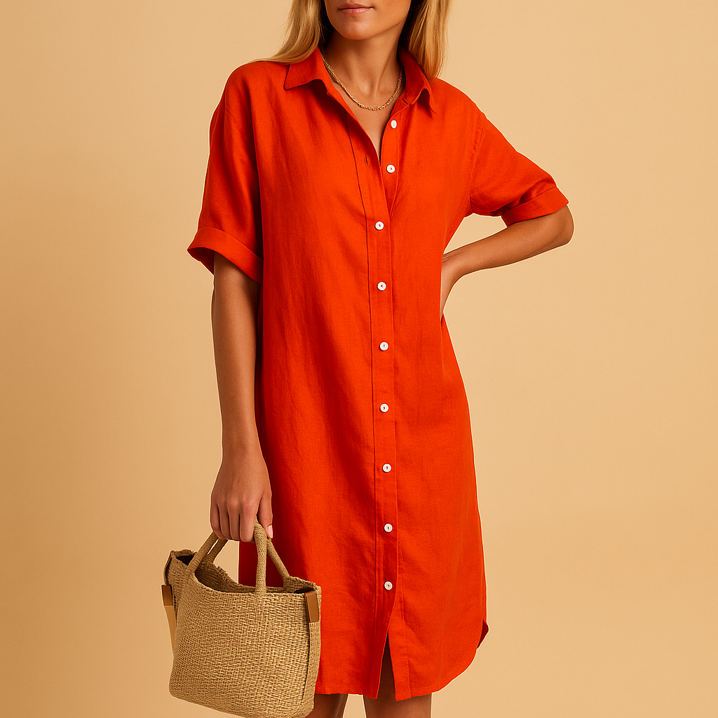 Dames Lange Overhemdjurk | Kaftan - Korte Mouwen voor Zomer, Werk en Casual Gelegenheden