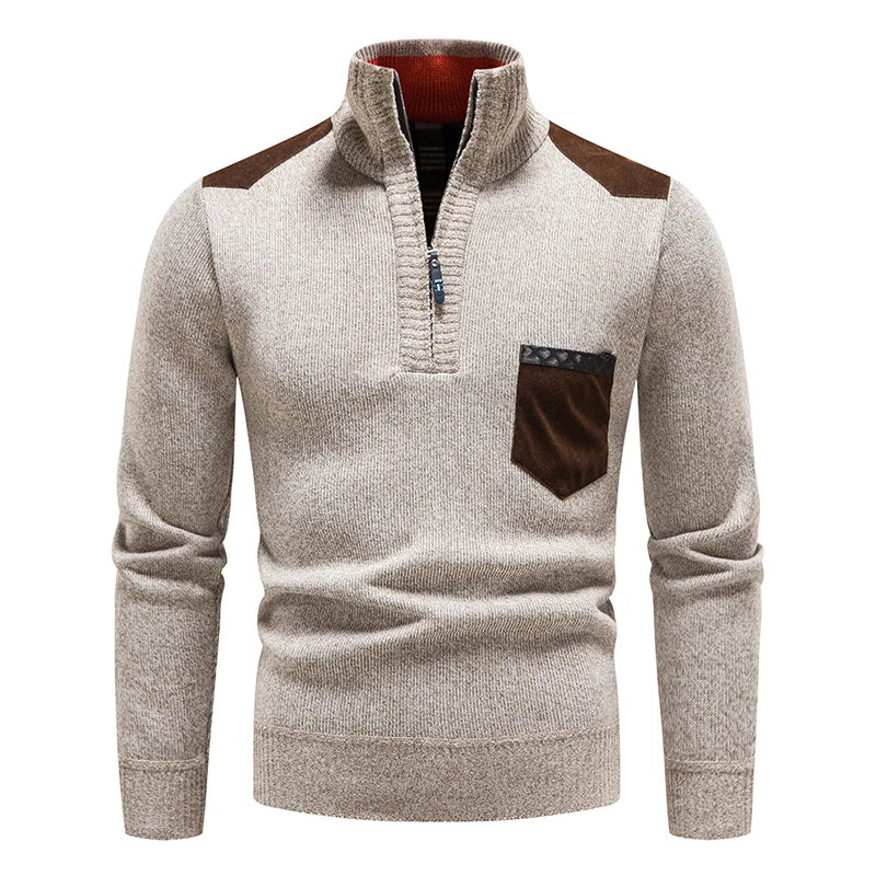 Trui Heren Half Zip – Beige - beeld 3